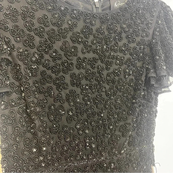 Mac Duggal Floral Beaded Sheath Dress - Cocktail Formal Rosette Beadwork - Picture 4 of 9